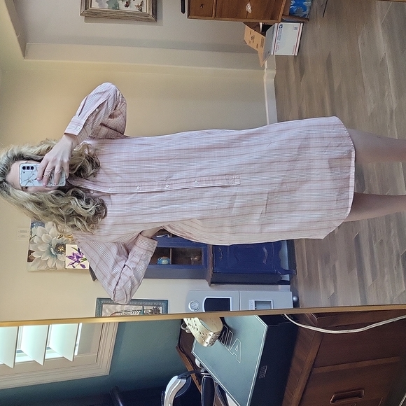 Treasure & Bond Pink Matson Plaid Plaid Long Sleeve Shirtdress Tag Size Small - Picture 1 of 14